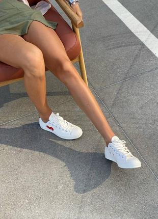 Coners x comme des garcons low white женские кеды конверсы6 фото