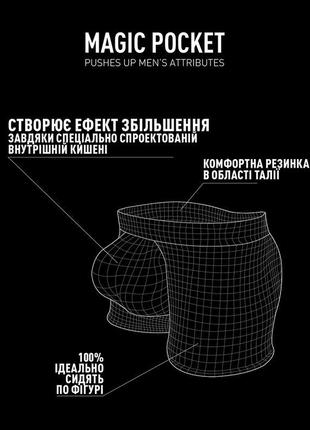 Чоловічі бавовняні труси magic pocket чорного кольору atlantic mh 11912 фото