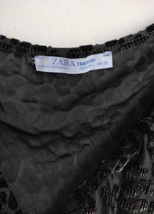 Zara trafaluc топ черный бархат с длинным рукавом клеш фонарик бархатный плюшевый топик женский брендовый люкс топік lux5 фото