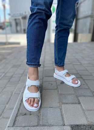Белые кожаные босоножки черные сандалии натуральная кожа6 фото