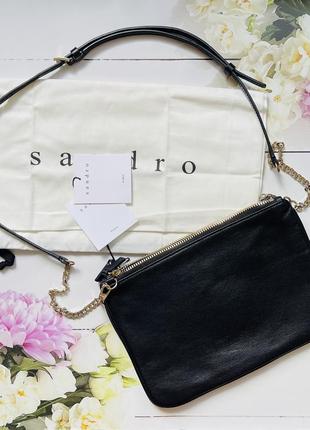 Кожаная сумка клатч 190евро, с пыльником, люксового бренда sandro paris. оригинал!5 фото