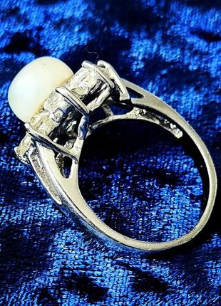Винтажное красивое кольцо каблучка перстень ретро винтаж стразы жемчужина перлина бижутерия4 фото