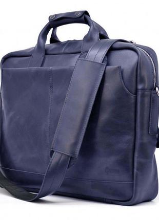 Чоловіча сумка для ноутбука 17" з натуральної шкіри синя tarwa rk-1019-4lx2 фото