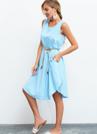 Сукня трапеція з округленим низом асиметричне вільне 3 кольори