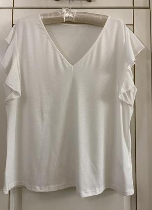 Белая натуральная блузка/блуза/футболка с коротким рукавом shein