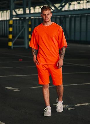 Летний трикотажный костюм комплект оверсайз