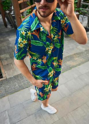 Літній костюм комплект гавайський принт сорочка і шорти4 фото