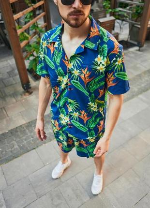 Літній костюм комплект гавайський принт сорочка і шорти7 фото