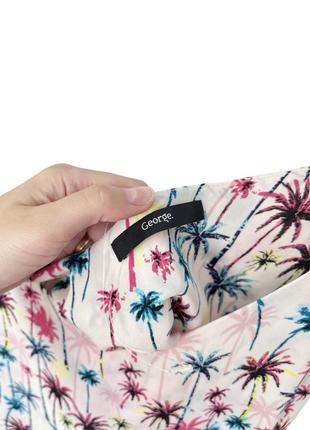 Блуза на бретелях топ у принт пальм подвійна тканина4 фото