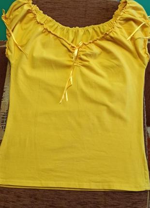 Літня футболка жовтого кольору на жінку 46-48 розмірів2 фото