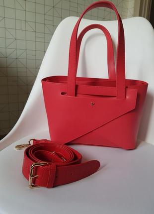 Шикарная женская сумка оригами pomikaki, яркая малиновая сумка 2 в 1, сумка с косметичкой2 фото