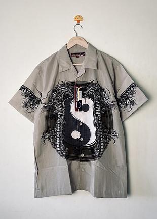 Рубашка dragon circle overprint l vintage carhartt,h&m,vans,dickies
