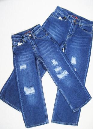 Модные джинсы палаццо (турция)  с высокой талией от 6 до 16 лет (wanex)