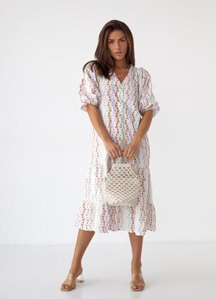 Летнее платье на пуговицах с прошвы