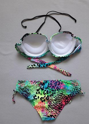 Класний роздільний купальник принт абстракція6 фото