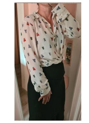Шикарна рубашка блуза з комахами 38/40