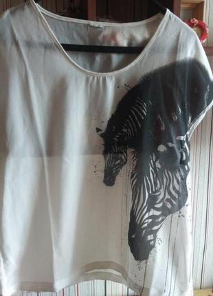 Прозрачная шифонновая майка/блуза,легкая футболка с зеброй3 фото