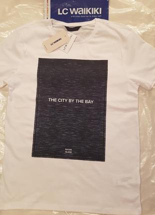 Белая мужская футболка lc waikiki с рисунком  the city by the bay2 фото