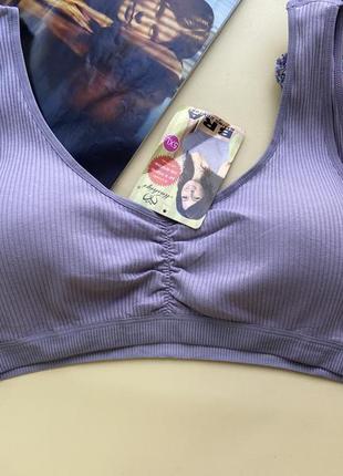 Лавандовий безшовний бавовняний топ великого розміру