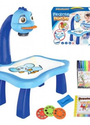 Дитячий художній столик з проектором для малювання синій1 фото