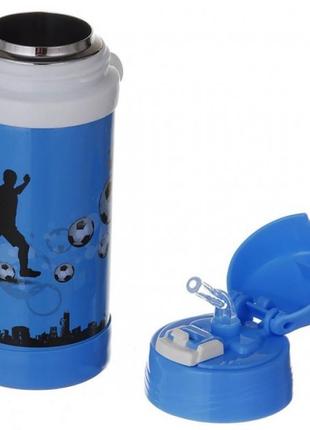 Термос дитячий футбол з трубочкою (блакитний)1 фото