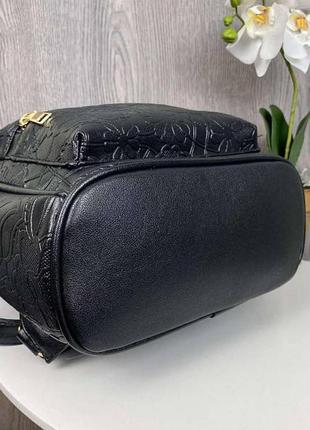 Женский городской рюкзак с цветами экокожа черный. модный качественный рюкзачок для девушек5 фото