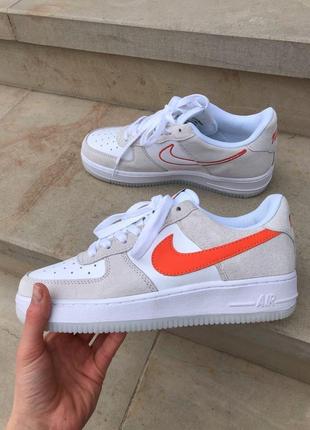 Nike air force 1 white/beige/orange 🔻 жіночі кросівки найк аір форс