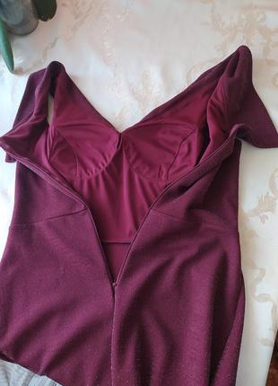 Жіноче люрексове бордове плаття женское платье нарядное4 фото