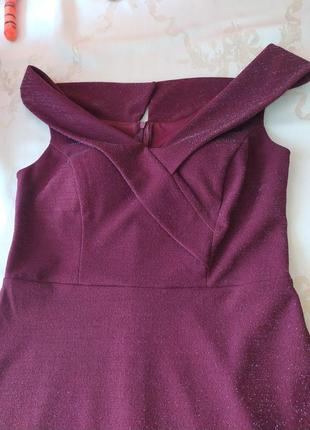 Жіноче люрексове бордове плаття женское платье нарядное3 фото