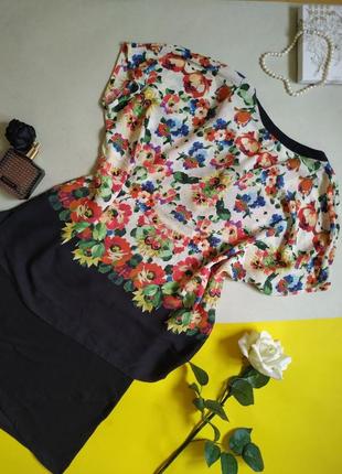 Розкішна дизайнерська блуза в квітковий принт3 фото