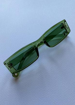 Сонцезахисні прямокутні зелені окуляри1 фото