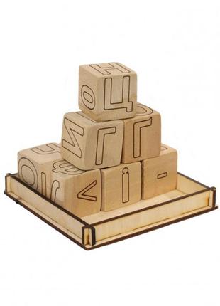 Набір дерев'яних кубиків 172193 з літерами та математичними символами1 фото