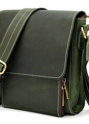 Шкіряна сумка через плече чоловіча re-3027-3md від tarwa зелена