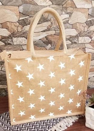 Екосумка святкова новорічна зірочки на блискавці