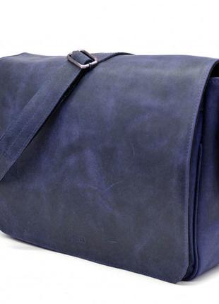 Чоловіча шкіряна сумка через плече з клапаном tarwa rk-1047-3md синня
