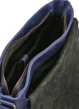 Чоловіча шкіряна сумка через плече з клапаном tarwa rk-1047-3md синня5 фото