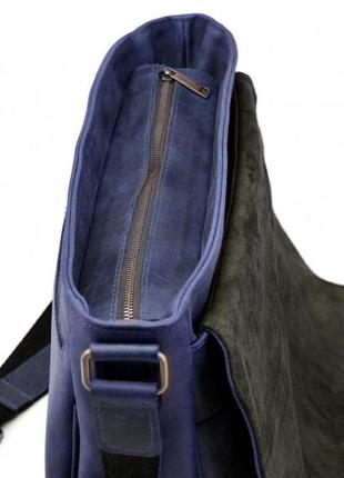Чоловіча шкіряна сумка через плече з клапаном tarwa rk-1047-3md синня6 фото