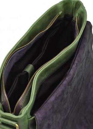 Мужская кожаная сумка через плечо с клапаном tarwa re-1047-3md зеленая6 фото