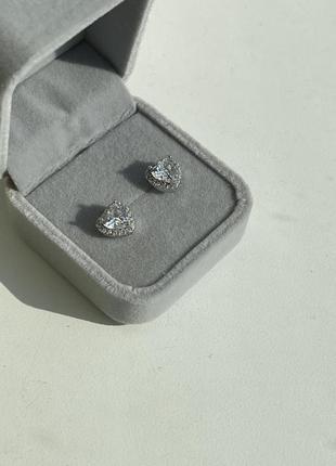 Серьги сердца из серебра 925 пробы