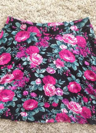 Брендовая цветочная вискозная юбка солнце💐💫👌1 фото