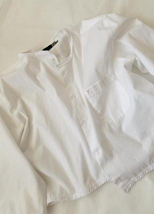 Ресайкл блуза с кружевом в белом цвете , хлопок4 фото