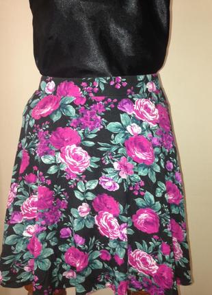 Брендовая цветочная вискозная юбка солнце💐💫👌2 фото