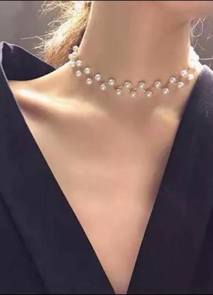 Чокер жемчуг ожерелье жемчужное намисто перли