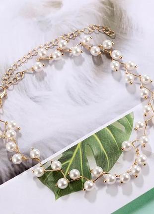 Чокер жемчуг ожерелье жемчужное намисто перли