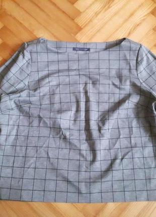 Стильная трикотажная блуза в клетку от marks&spencer! p.-48 eur! батал!1 фото