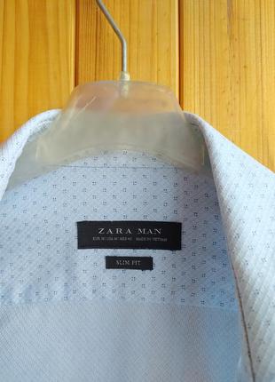 Лёгкая мужская рубашка сорочка zara man размер s-m slim fit4 фото