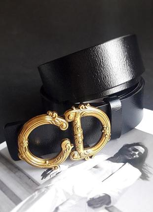 Ремінь жіночий шкіряний чорний в стилі dior / ремінь пасок пояс жіночий білий