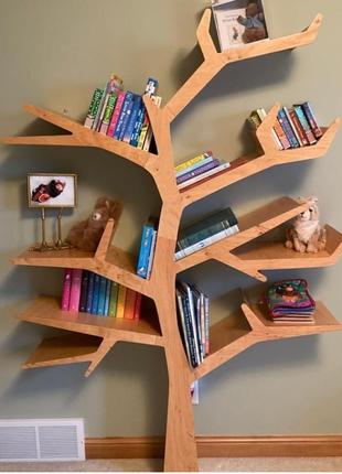 Tree bookshelf, полку дерево1 фото