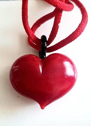Дуже красиве серце кулон з муранського скла1 фото