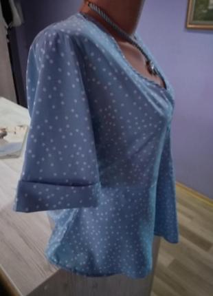 Стильная блузка,нежный цвет,голубой в горошик,новая, без дефектов.4 фото